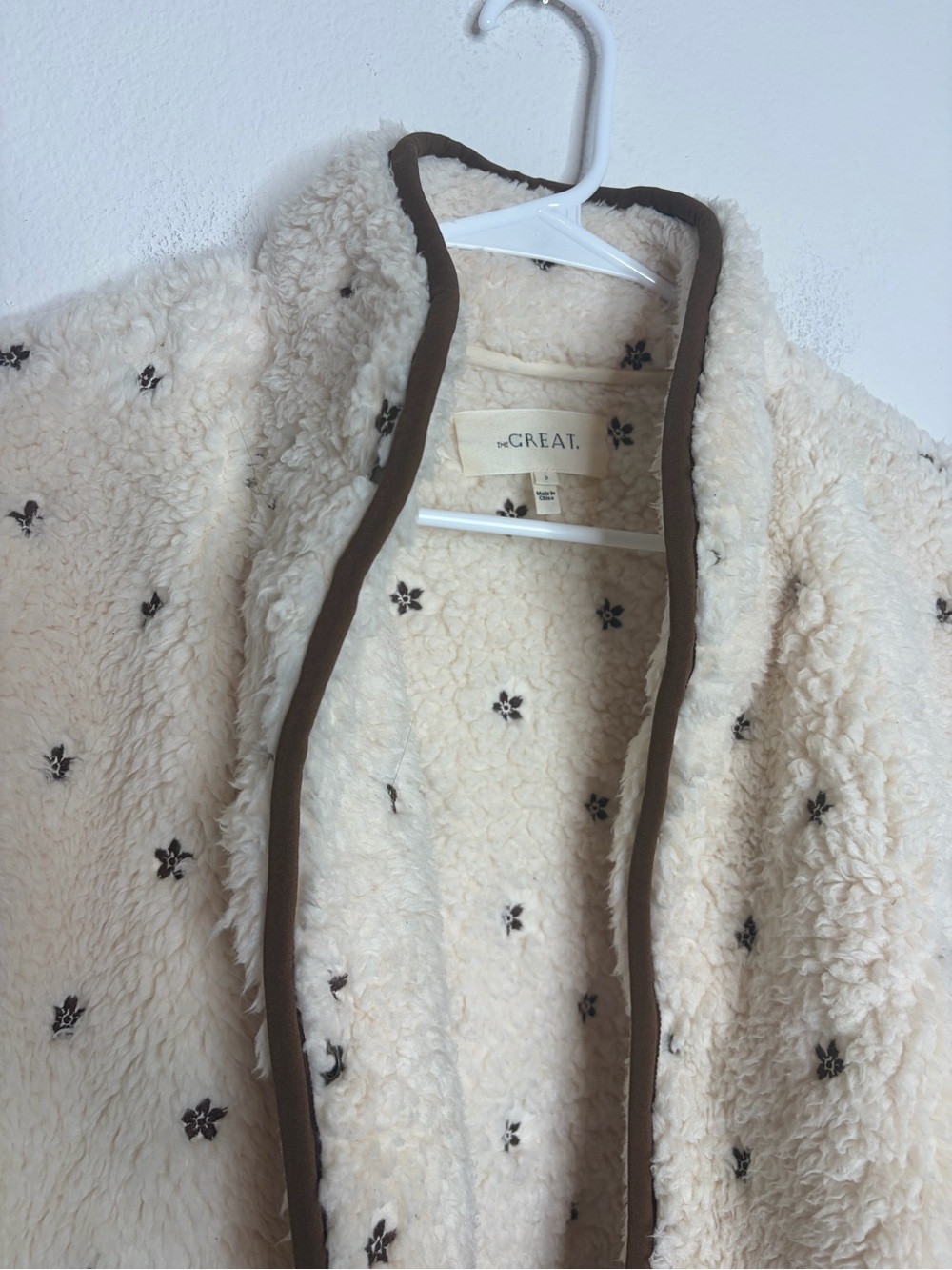 The Great. Cream White Blackbird Fleece Jacket Size L - Picture 8 of 10